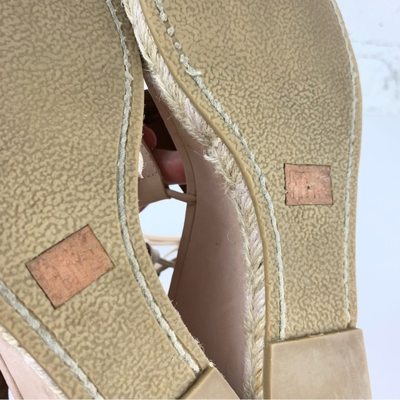 Frye Roberta Ghillie Espadrille Wedge Nude Leather Sandal Tie Lace Up 9 - Picture 9 of 11